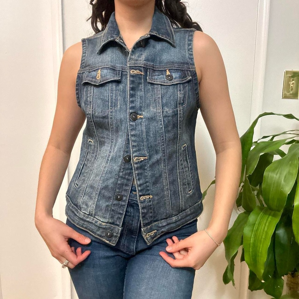 Smart Set Cowgirl Western Blue Denim Vest Size Small - Picture 2 of 8